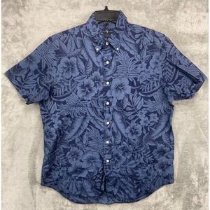 Ralph Lauren Men's Hawaiian Shirt Sz L Floral Short Sleeve Button Up Camp Beach